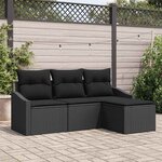 vidaXL Ensemble de canapé de jardin 4 Pièces Noir Poly rotin