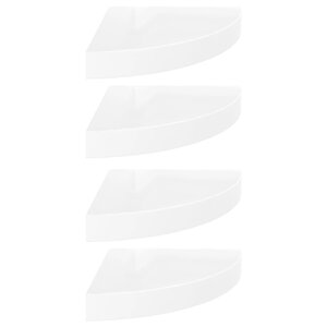 vidaXL Étagères d'angle flottantes 4 pièces Blanc brillant 25 x 25 x 3 8 cm MDF