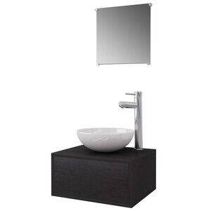 vidaXL Meuble de salle de bain 4 Pièces avec lavabo et robinet Noir