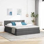 vidaXL Lit de Rangement Gris foncé 200 x 200 cm Cuir synthétique