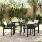 vidaXL Ensemble de salle à manger pour jardin 5 Pièces Noir polyrotin