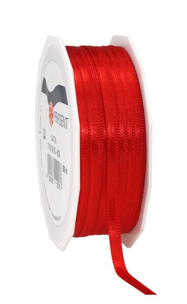 Satin double face 50-m-rouleau 6 mm rouge