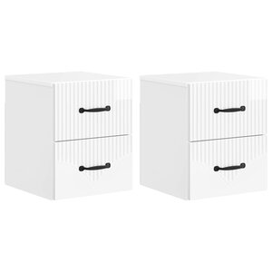 vidaXL Cabinet de chevet mural 2 Pièces Blanc brillant 34 5 x 33 x 40 cm