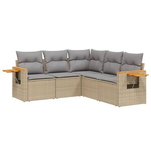 vidaXL Salon de jardin avec coussins 5 Pièces beige résine tressée