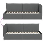 vidaXL Cadre de lit d'angle Gris foncé 90 x 200 cm tissu