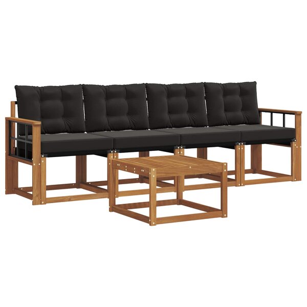 vidaXL Ensemble de canapés d'extérieur 5 pc Naturel et Noir