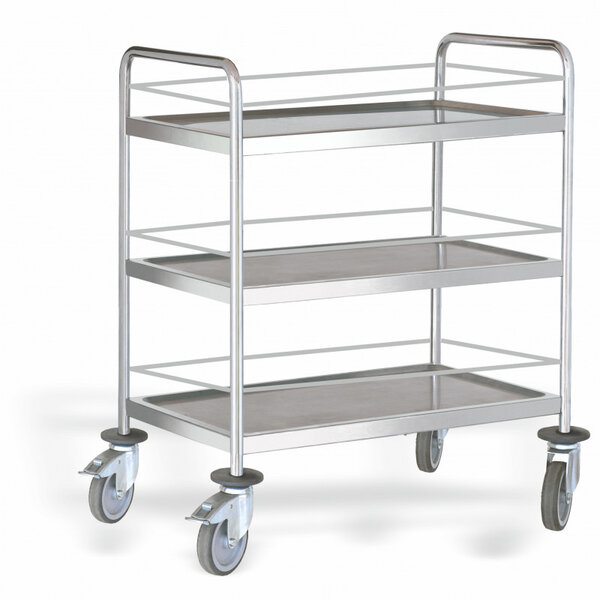 Chariot de service 3 plateaux avec galerie l 880 mm - pujadas -  - inox