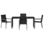 vidaXL Ensemble de salle à manger pour jardin 5 Pièces Noir