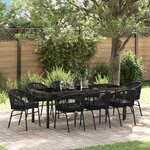 vidaXL Ensemble de salle à manger pour jardin 9 Pièces Noir Poly rotin