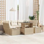 vidaXL Ensemble de canapé de jardin avec coussin 7 Pièces beige et crème