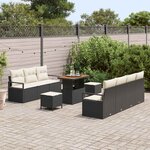 vidaXL Ensemble de canapé de jardin 10 Pièces Noir Poly rotin