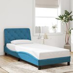 vidaXL Cadre de lit avec LED sans matelas bleu 90x200 cm velours
