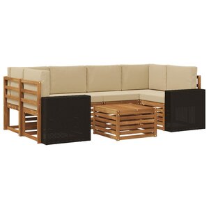 vidaXL Ensemble de canapés d'extérieur 7 pc Naturel et Beige