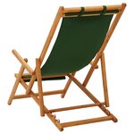 vidaXL Chaise pliable de plage bois d'eucalyptus solide et tissu vert
