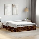 vidaXL Cadre de lit avec tiroirs sans matelas chêne fumé 140x200 cm