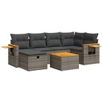 vidaXL Salon de jardin avec coussins 7 Pièces gris résine tressée