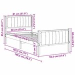 vidaXL Cadre de lit Marron et taupe 90 x 190 cm Bois massif en pin