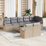 vidaXL Ensemble de canapé de jardin 9 Pièces Beige Poly rotin