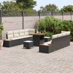 vidaXL Ensemble de canapé de jardin avec coussin 11 Pièces Noir et Crème