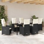vidaXL Ensemble de salle à manger de jardin 7 pièces avec coussins en poly rotin noir