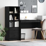 vidaXL Bureau avec tiroir avec étagère avec stockage 2 Pièces Chêne noir