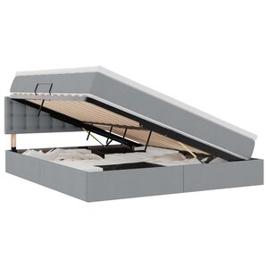 vidaXL Lit de rangement LED avec matelas Gris clair 160 x 200 cm Tissu