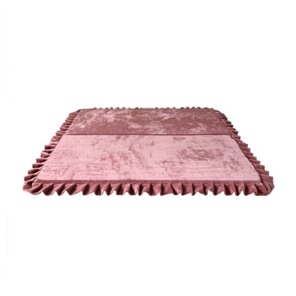 Tapis de jeu pliable en velours carré 105x105 rose