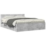 vidaXL Cadre de lit et tête de lit sans matelas gris béton 160x200 cm
