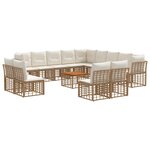 vidaXL Ensemble de canapés d'extérieur 14 pc Blanc Naturel et Crème