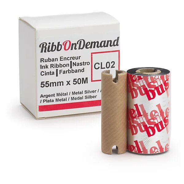Ruban encreur argent 50 mm x 5 m pour imprimante ribbondemand