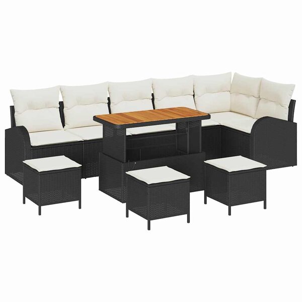 vidaXL Ensemble de canapé de jardin 10 Pièces Noir Poly rotin