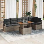 vidaXL Ensemble de canapé de jardin 7 Pièces Gris Poly rotin