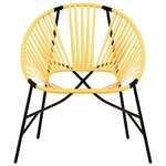 vidaXL Lot de 3 Chaise de jardin noir et jaune résine tressée