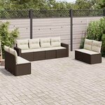 vidaXL Salon de jardin 8 Pièces avec coussins marron résine tressée