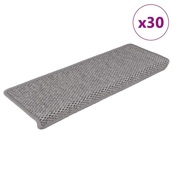 vidaXL Tapis d'escalier autocollants 30 Pièces 65x21x4 cm argenté
