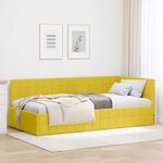 vidaXL Cadre de lit d'angle avec tête de lit Jaune 90 x 200 cm Velours
