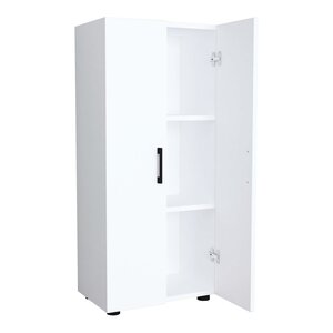 Armoire style intemporel bureau étagère meuble de rangement à 2 portes 108 x 49 x 32 cm blanc 03_0008942