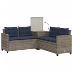 vidaXL Canapé de jardin avec table et coussins en forme de L gris