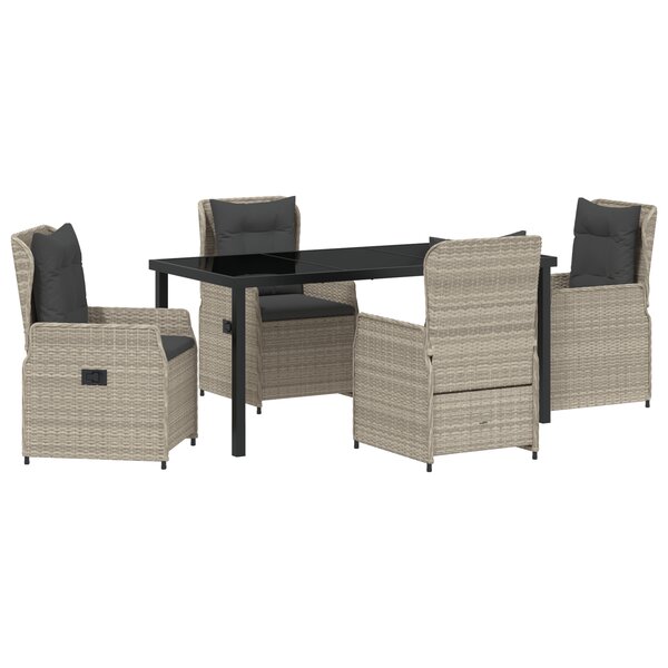 vidaXL Ensemble de salle à manger de jardin 5 pièces gris clair en rattan poly de