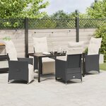 vidaXL Ensemble de jardin 5 pièces avec coussins en poly rotin noir