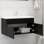 vidaXL Armoire d'évier avec lavabo intégré Noir Bois d'ingénierie