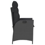 vidaXL Chaise inclinable de jardin avec coussins noir résine tressée