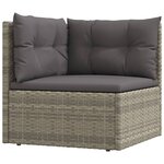 vidaXL Salon de jardin 7 Pièces avec coussins Gris Résine tressée