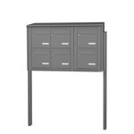 Bloc collectif Leabox 3x2 grade 3 simple face extérieur fixation sur pieds à sceller gris poussière ral 7037 finition brillante