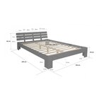 Lit double lit futon en bois 180x200 lit pin gris cadre de lit en bois massif