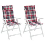 vidaXL Coussins de chaise à dossier haut lot de 2 carreaux rouge