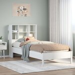 vidaXL Lit bibliothèque sans matelas blanc 90x190cm bois de pin massif