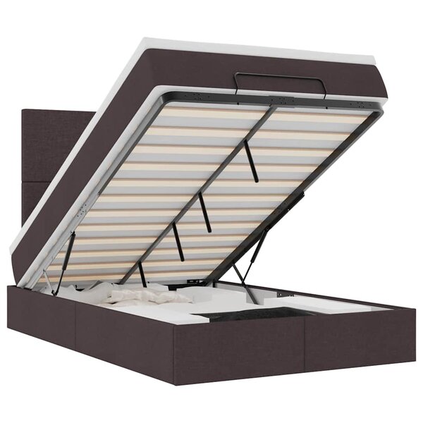 vidaXL Cadre de lit ottoman avec matelas marron foncé 120x200 cm tissu