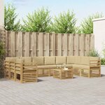 vidaXL Ensemble de canapés d'extérieur 11 Pièces Blanc et Beige