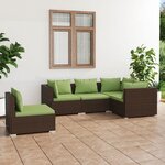 vidaXL Salon de jardin 5 Pièces avec coussins résine tressée marron